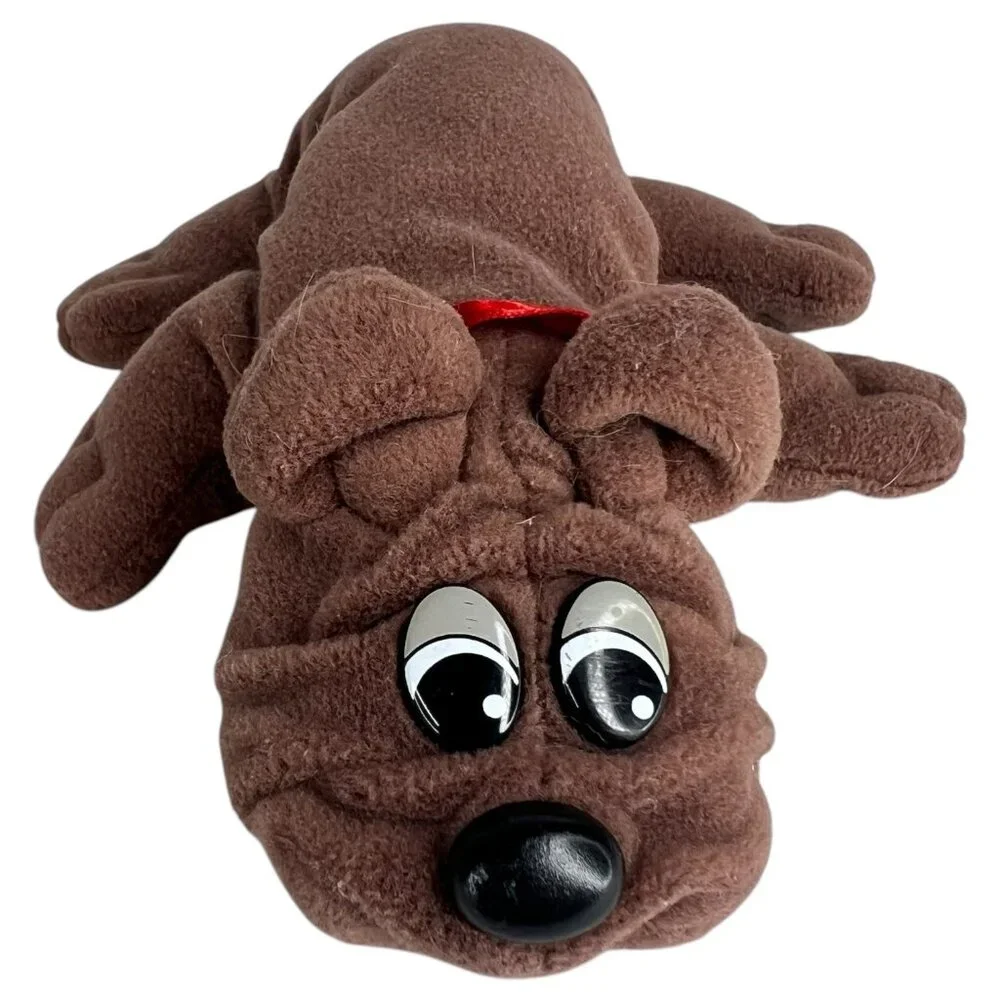 2 VTG Tonka Pound Puppies Plush Toys Gray Black Spots Brown Rumple Skins Newborn - Picture 6 of 11